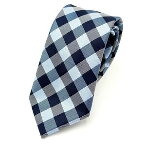 NAUTICA Neck Tie Blue Plaid 100% Polyester
